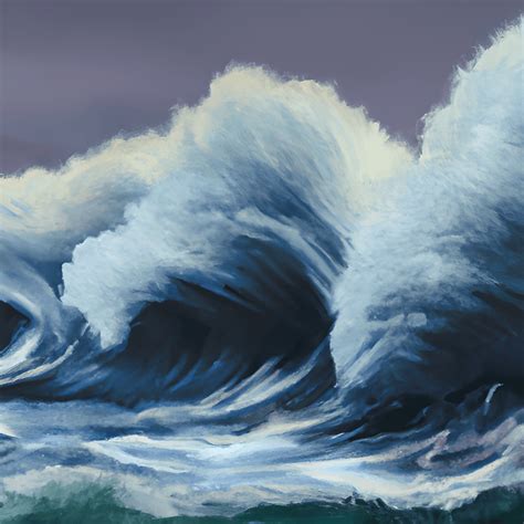 Huge Waves of an Ocean Storm Painting · Creative Fabrica