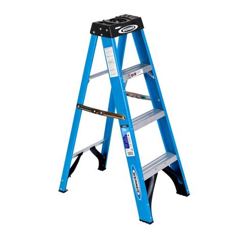 Werner 4 ft. Fiberglass Step Ladder with 250 lb. Load Capacity Type I ...