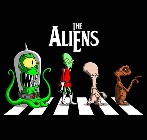 Aliens on Abbey Road - The Simpsons, Futurama, American Dad & E.T | Ilustrações, Arte de dragão ...