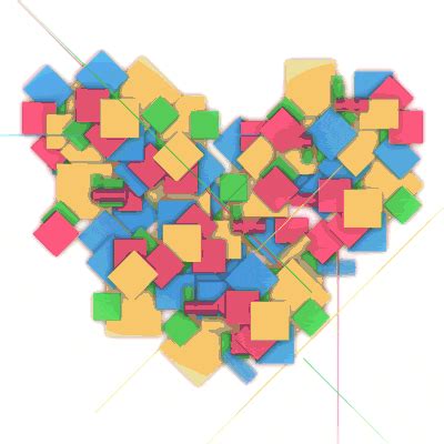 an abstract image of colored blocks arranged in the shape of a heart on ...