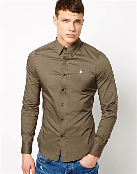 Lyst - G-Star Raw G Star Slim Fit Shirt in Brown for Men