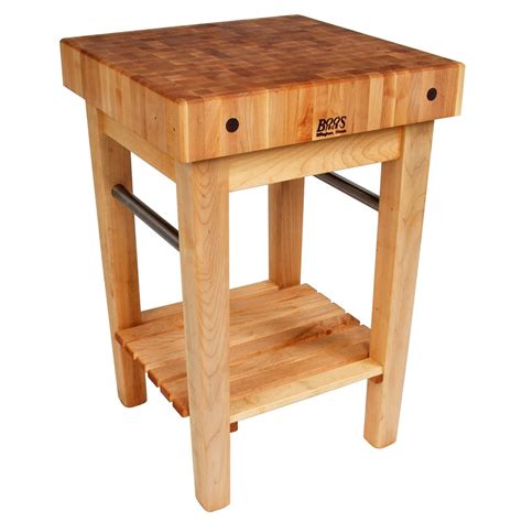 John Boos PPB3624 4" Maple Top Butcher Block Work Table w/ Undershelf- 36"L x 24"D