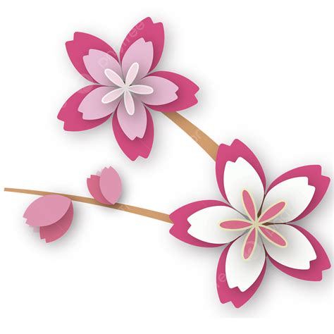 Spring Cherry Blossoms Vector Art PNG, Spring Cherry Blossom Paper Cut Pink Flowers, Cherry ...