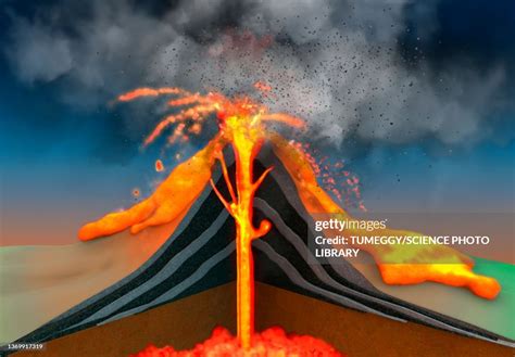 Stratovolcano Eruption Illustration High-Res Vector Graphic - Getty Images