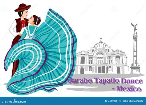 Mexican Couple Performing Jarabe Tapatio Dance of Mexico Stock Vector ...