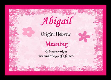 Abigail Personalised Name Meaning Certificate - The Card Zoo