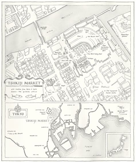 Illustrated Map of Tsukiji Market, Tokyo on Behance