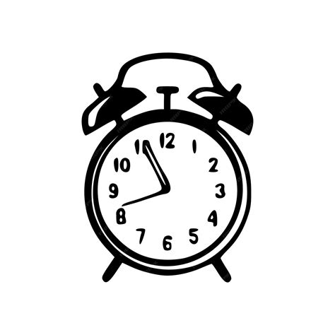 Premium Vector | School clock alarm black outlines vector illustration
