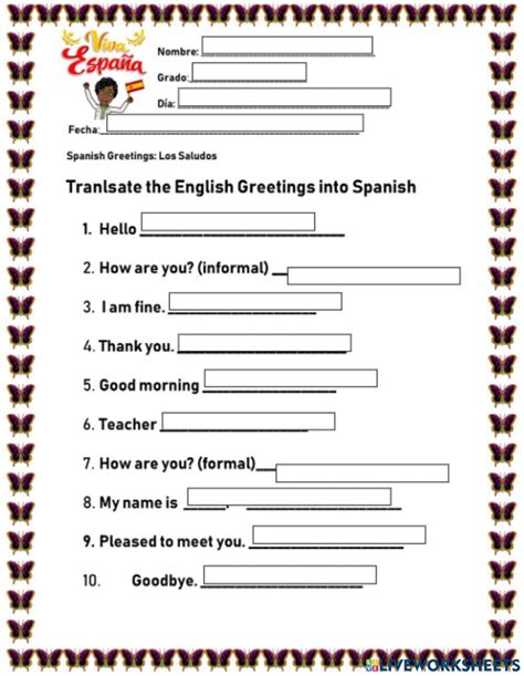 Spanish 4 Greetings and Farewells worksheet | Live Worksheets ...