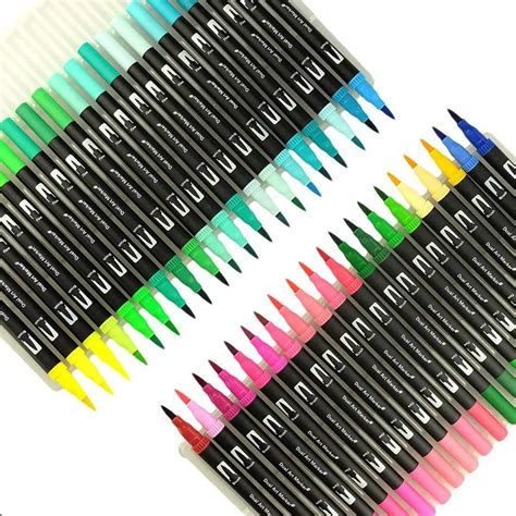 120 Colors Dual Tip Brush Marker Pens Set Art Markers Fine Tip Highlighter For Coloring Books ...