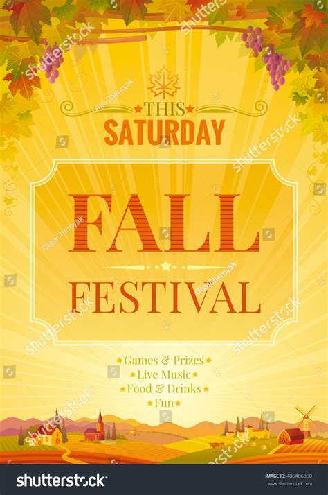 Autumn Party Poster Fall Harvest Festival Stock Vector (Royalty Free ...