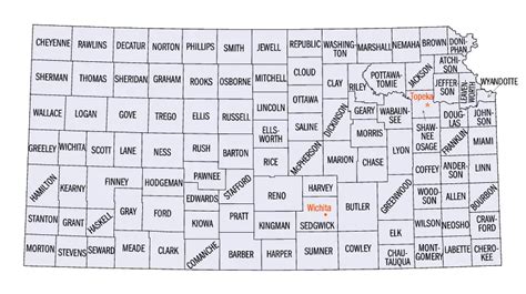 Kansas Counties Map • Mapsof.net