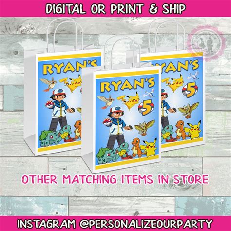 Pokemon Party Bag Pokemon Gift Bags-digital-printed-pokemon - Etsy