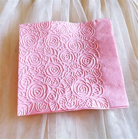 Vintage Roses Individually Embossed Cocktail Napkin | Floral napkins ...