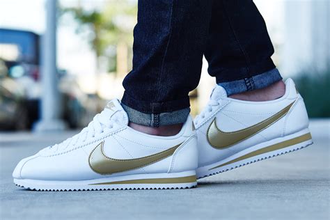 On-Foot Look // Nike Cortez Leather White/Gold | Nice Kicks