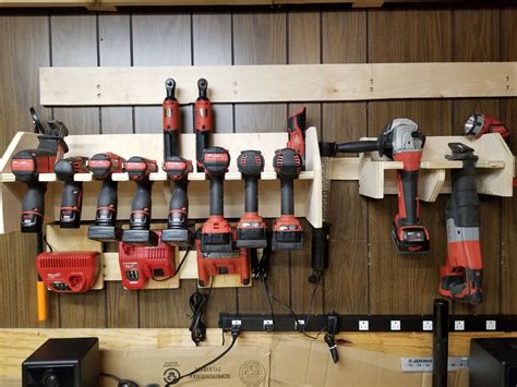 DIY cordless power tool storage charging station. Milwaukee M12 and M18 ...