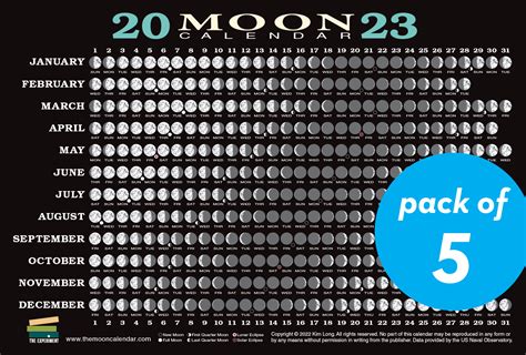 2023 Moon Calendar Card (5 pack) | The Experiment