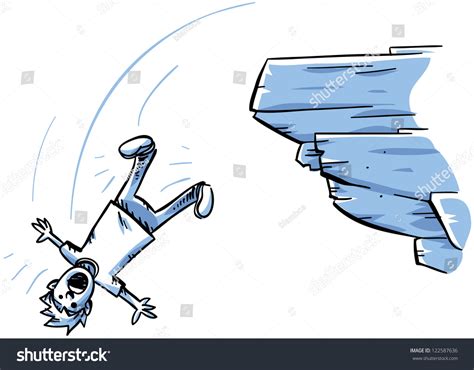 Cartoon Man Falling Off Rocky Cliff Stock Illustration 122587636 ...