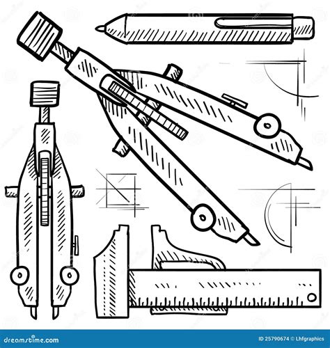 Drafting And Architectural Tools Sketch Stock Images - Image: 25790674