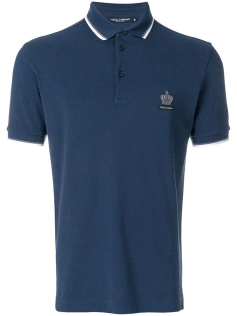 Dolce & Gabbana Crown Logo Polo Shirt in Blue for Men | Lyst