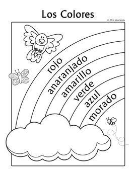 Los Colores Spanish Colors Rainbow Coloring Page by Miss Mindy | TpT