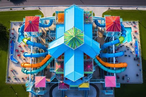 Premium AI Image | Aerial Thrills Waterpark with Exciting Slides