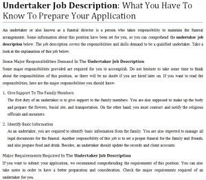 Undertaker Job Description: What You Have To Know To Prepare Your ...