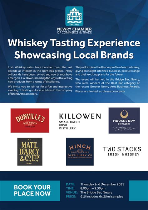 Whiskey Tasting Experience, Showcasing Local Brands - Newry Chamber