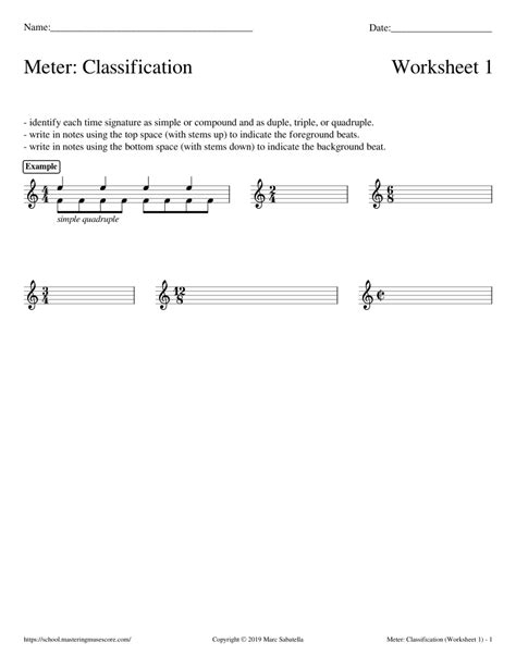 Meter: Classification (Worksheet 1) Sheet music for Piano (Solo ...