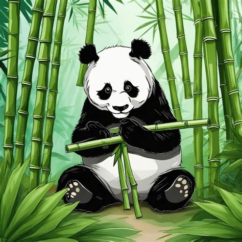 Premium AI Image | Panda eating bamboo