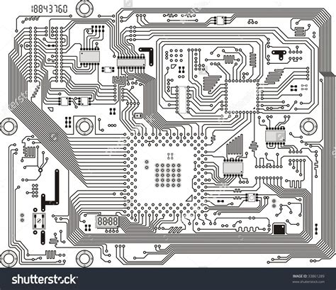 Circuit board vector computer drawing. Electronic motherboard with ...