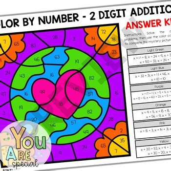 Earth Day Math Activities Color By Number Addition Subtraction Coloring ...