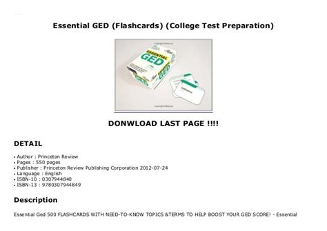 Essential GED (Flashcards) (College Test Preparation)