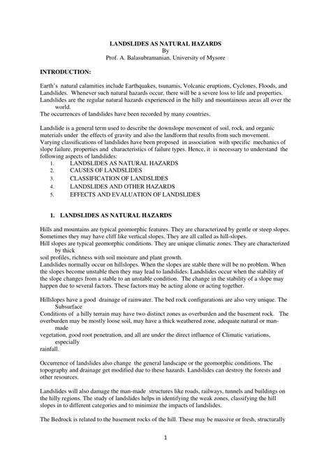 (PDF) Landslides as Natural Hazards