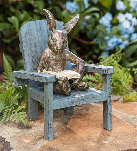 Give this Reading Rabbit Garden Statue a place of prominence in your yard, and he’ll elicit ...