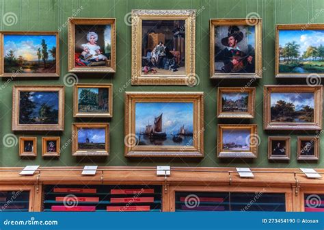 Netherlands, Haarlem, Teylers Museum, Art Collection with Paintings in One of the 2 Rooms ...