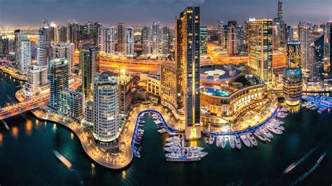 City Skyscraper Building Dubai Night Road Yacht HD Travel Wallpapers | HD Wallpapers | ID #55237