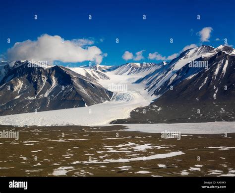 Canada Glacier seen from a helicopter, Taylor Valley, McMurdo Dry ...