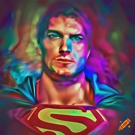 Colorful abstract portrait of superman surrealism