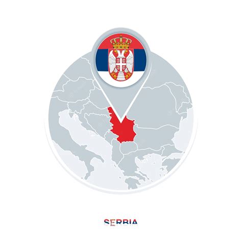 Premium Vector | Serbia map and flag vector map icon with highlighted ...