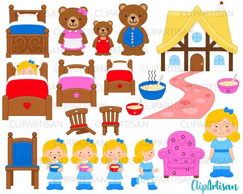 Goldilocks and the Three Bears Clip Art PNG Commercial Use | Etsy