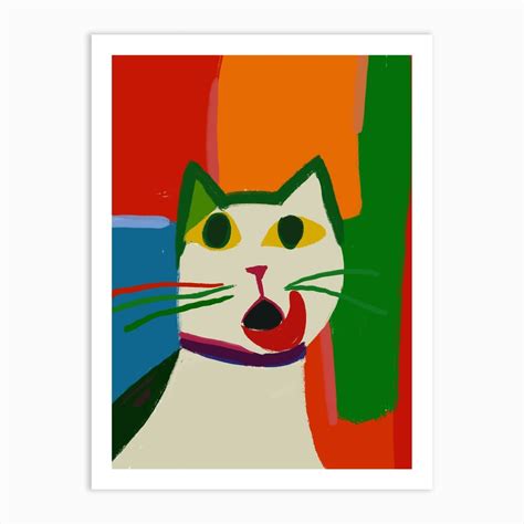 Cat With Tongue Out Art Print by Little Dean - Fy