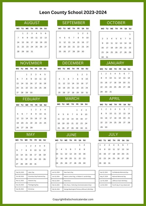 Leon County Schools Calendar And Holiday 2023-2024