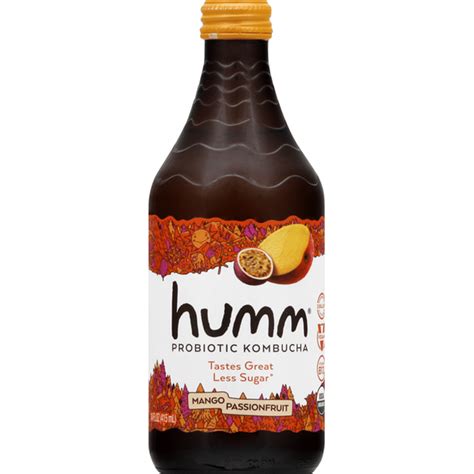 Humm Kombucha, Probiotic, Mango Passion Fruit (14 oz) - Instacart