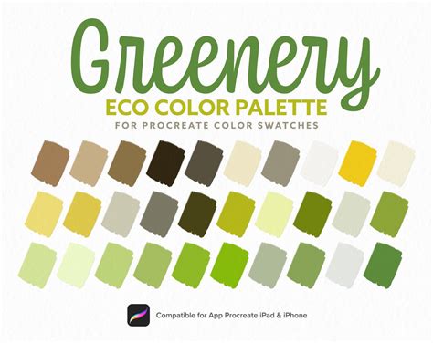 Greenery Color Palette Nature Green Color Eco Color - Etsy | Color ...