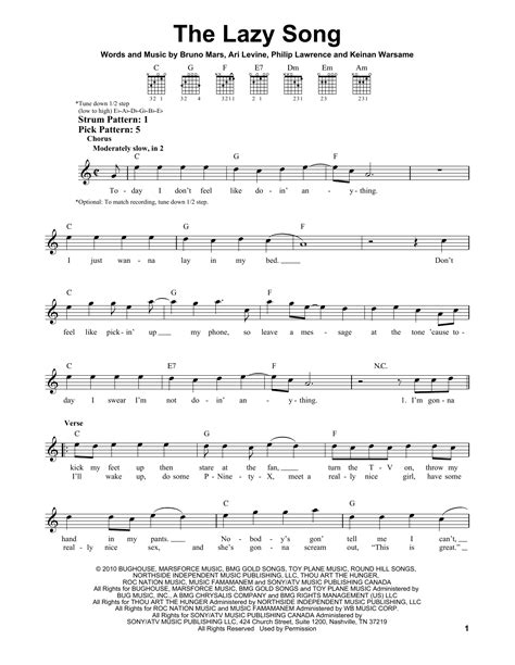 The Lazy Song | Sheet Music Direct