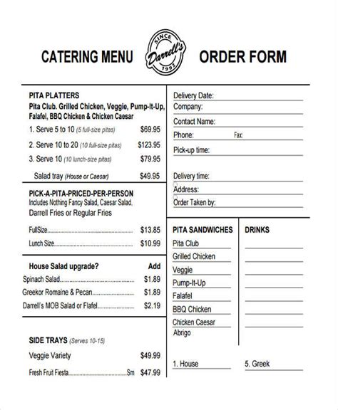 FREE 11+ Catering Order Forms in PDF | Excel | MS Word