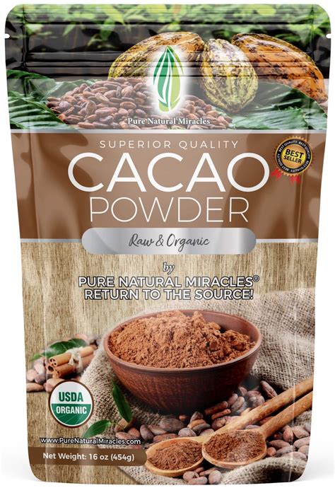 Pure Natural Miracles Cacao Powder Organic Raw Unsweetened Cocoa 1 lb ...