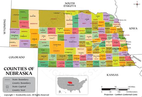 Nebraska County Map HD