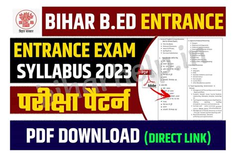 Bihar B.ED Entrance Exam Syllabus 2024, Exam Pattern For Entrance Exam ...